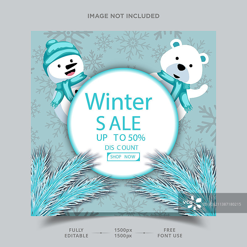 冬季促销社交媒体帖子模板图片素材