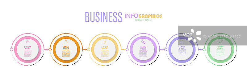 六阶段象形图信息图表模板图片素材