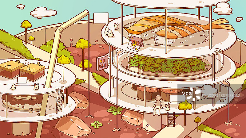 寿司店插画图片素材