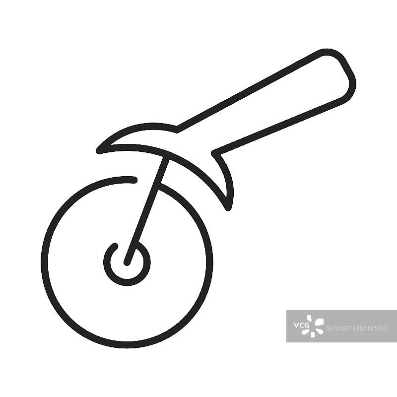 单色圆形披萨刀线条图标图片素材