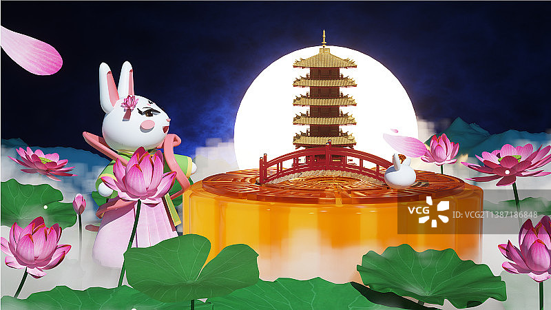 中秋节C4D场景图片素材