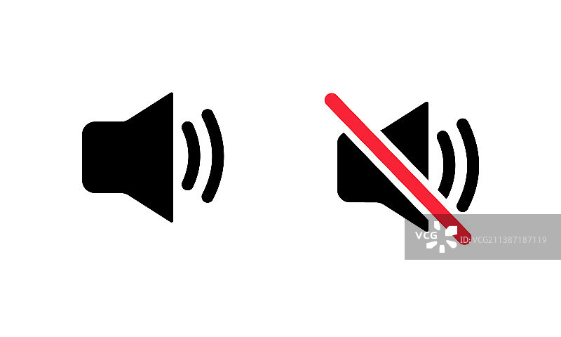 扬声器音量声音和静音图标集图片素材
