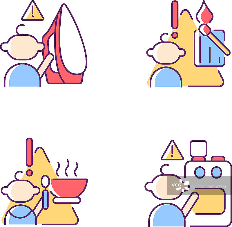 皮肤灼伤危险RGB颜色图标集图片素材