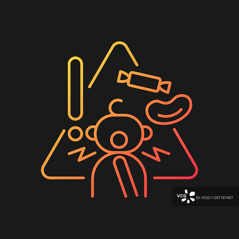 深色主题的窒息风险食物渐变图标图片素材