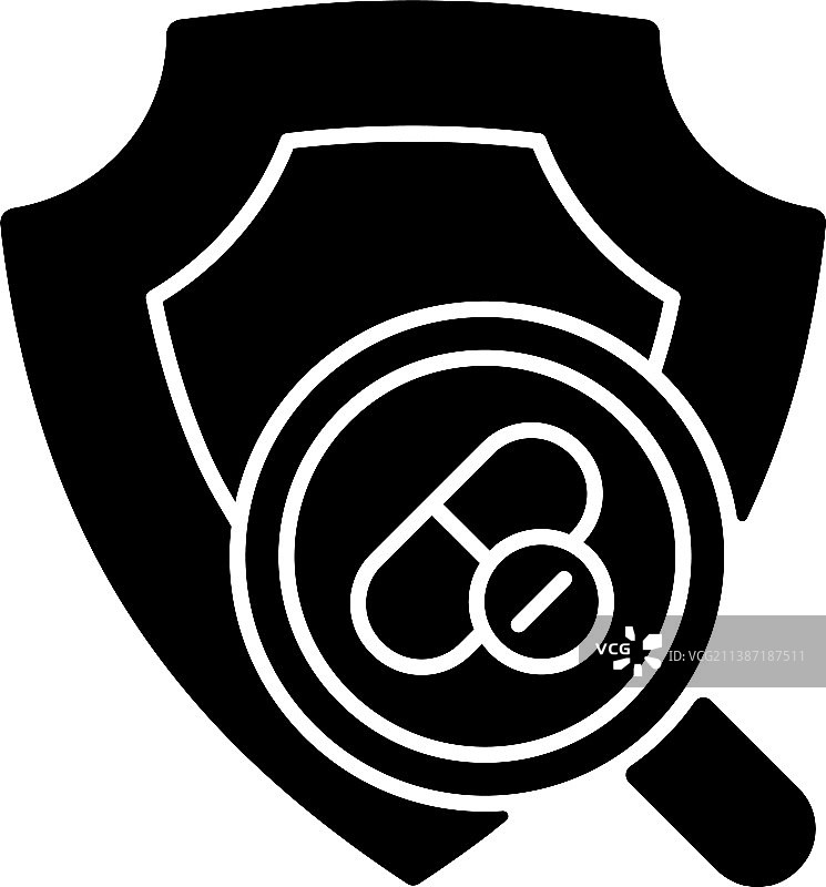检查新药安全黑色字形图标图片素材