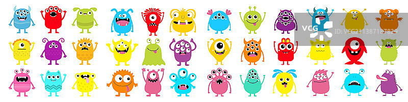 万圣节快乐趣味怪物超级大图标集图片素材