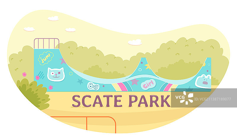 户外滑板公园背景图片素材