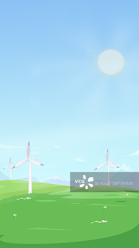 新能源风能草地插画海报图片素材