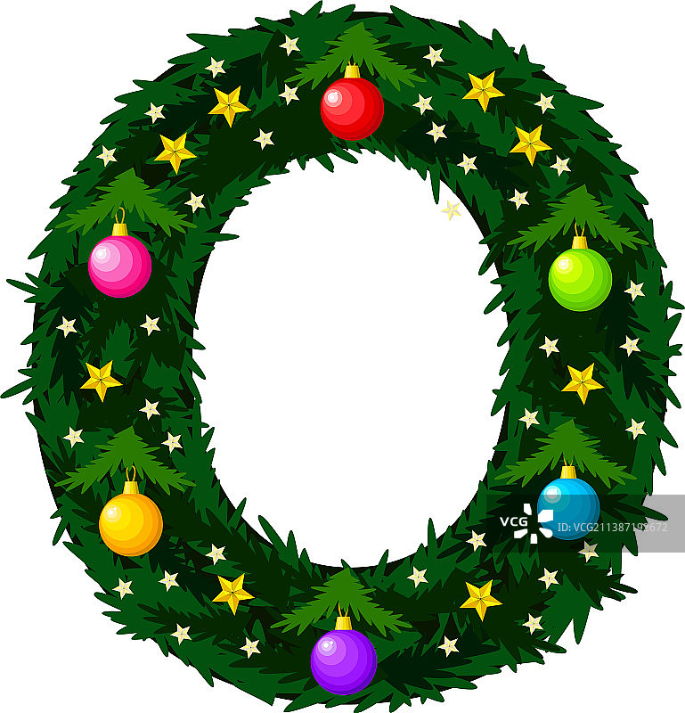 圣诞树形状的字母O字体图片素材