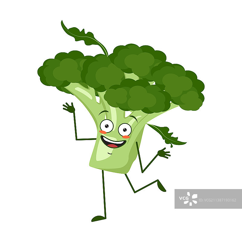 情绪欢快的可爱西兰花形象图片素材