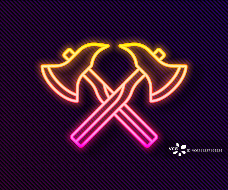 发光的霓虹灯消防斧图标图片素材