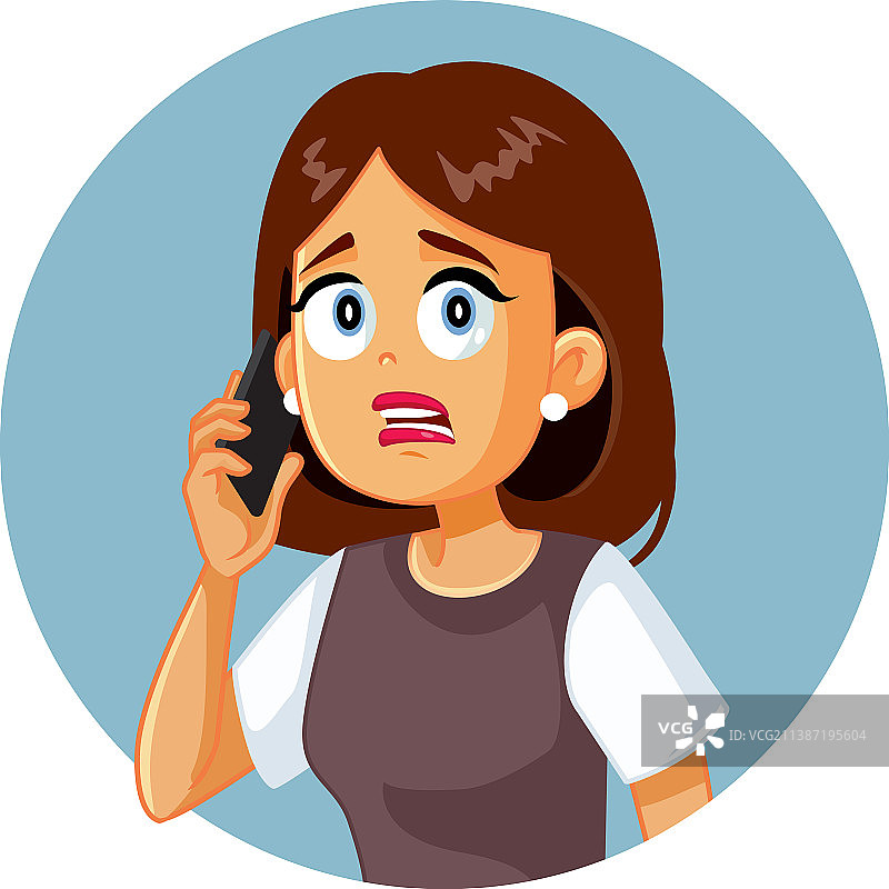 恼怒的女人正在打电话卡通图片素材