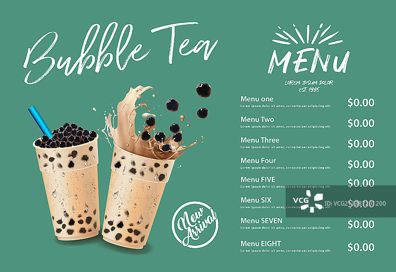 不同种类的气泡珍珠奶茶图片素材