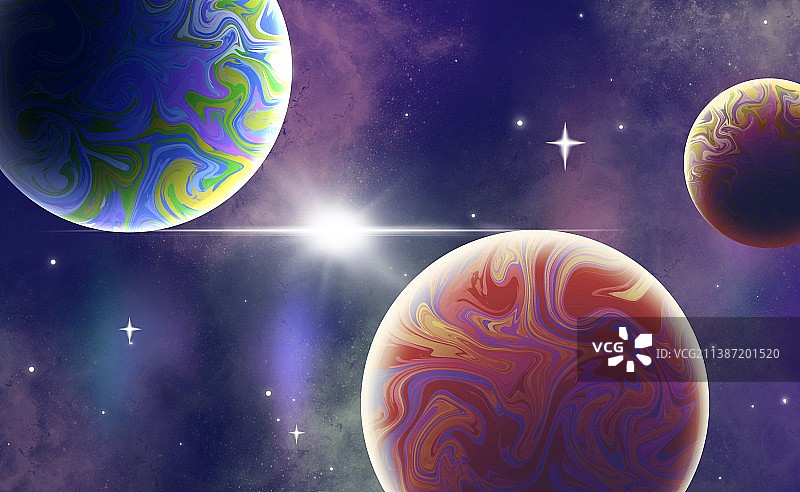 太空中的星球插画图片素材