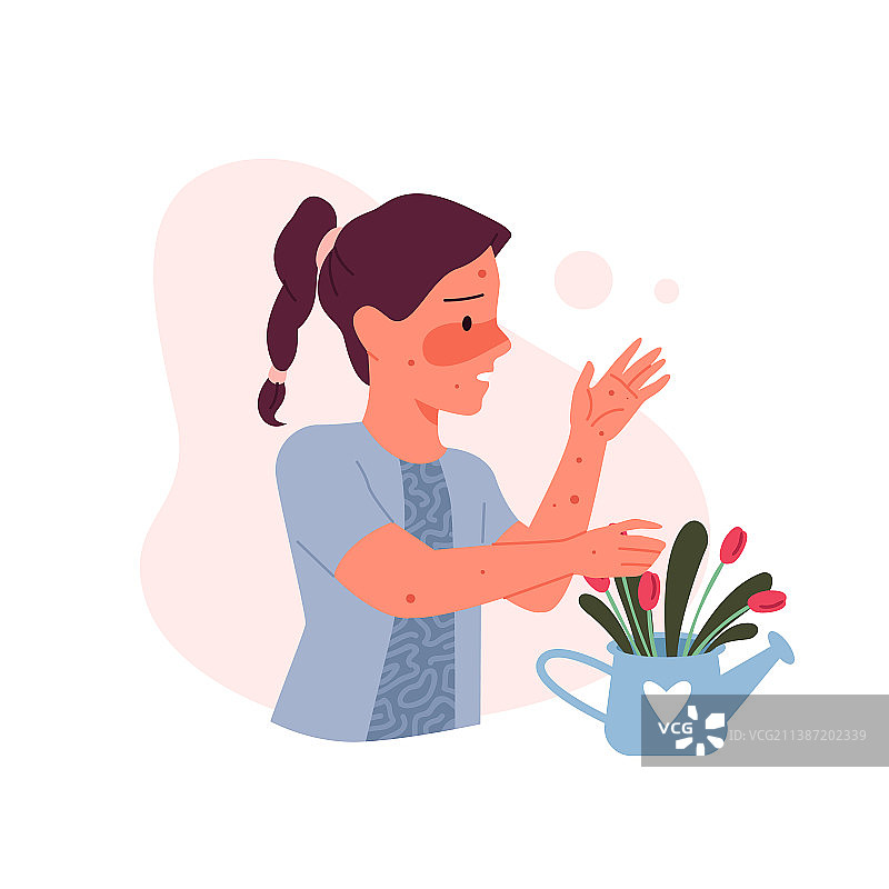 女孩对花粉过敏症状图片素材