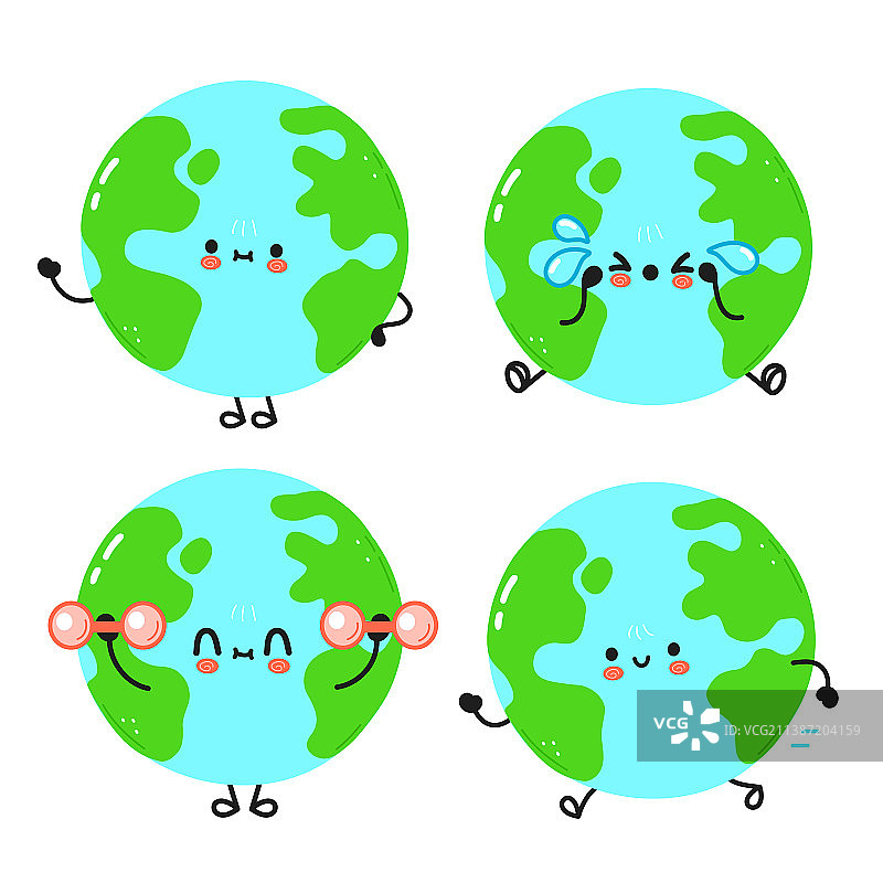 可爱快乐的地球行星角色合集图片素材