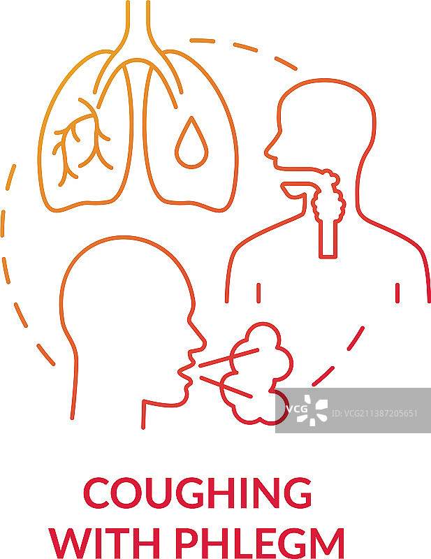 咳嗽带痰红色渐变概念图标图片素材