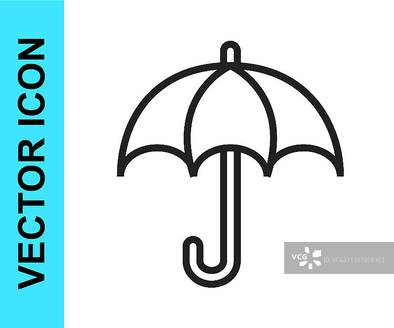 白色背景上的黑色线条雨伞图标图片素材