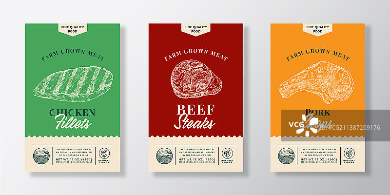 肉类抽象包装标签设计图片素材