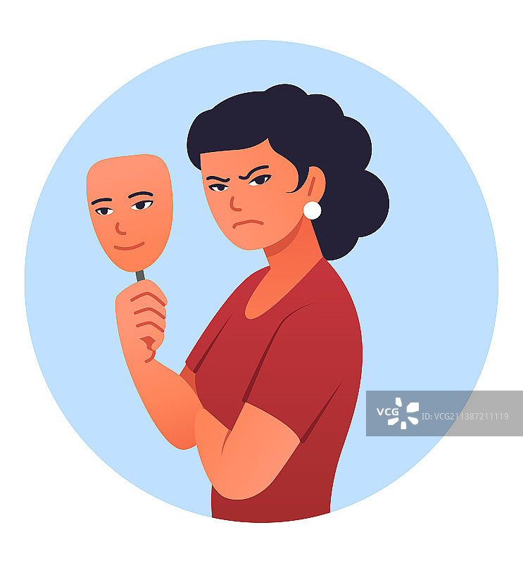 女人隐藏在面具下的真实情感图片素材