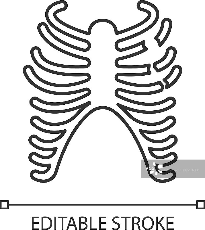 肋骨骨折像素完美线性胸部图标图片素材