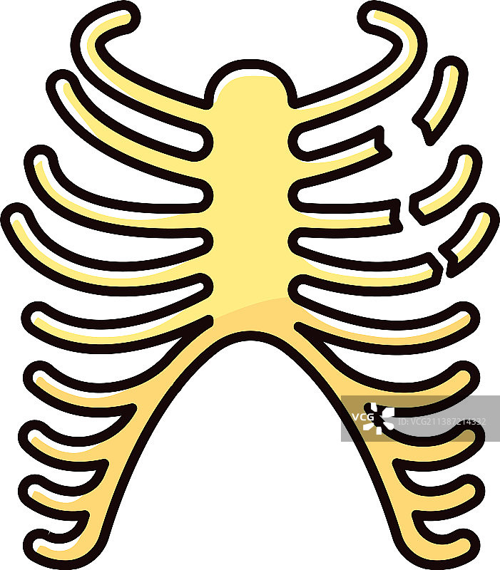 肋骨骨折RGB颜色图标，胸部受伤图片素材