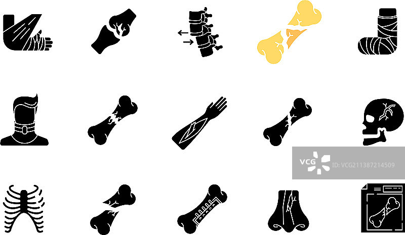 白色背景上的身体损伤黑色图标图片素材