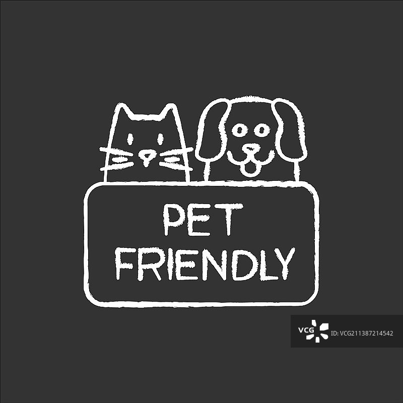 猫狗友好区域粉笔白图标图片素材