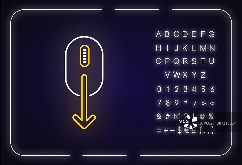 鼠标和向下箭头霓虹灯网页图标图片素材