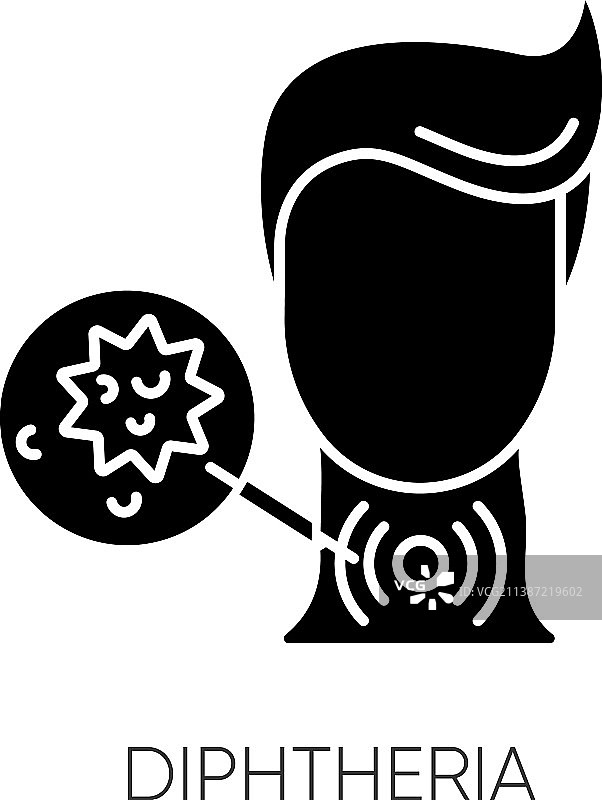 白喉黑色标志传染病图标图片素材