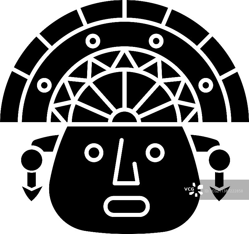 印加人在传统服饰中的脸部轮廓图片素材