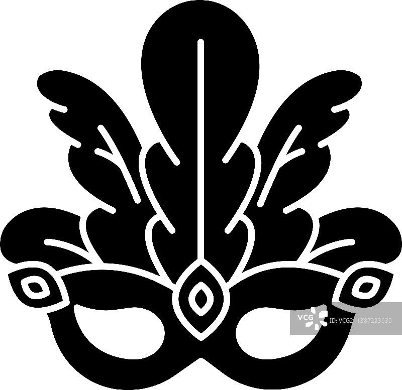 化装舞会面具黑色符号图标（巴西）图片素材
