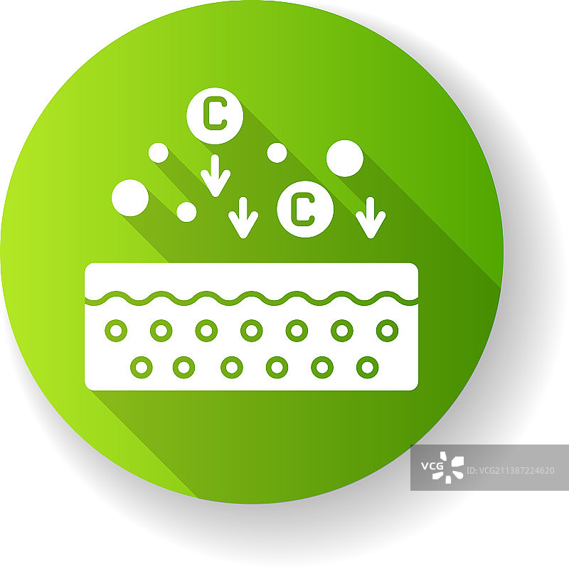 胶原蛋白绿色扁平设计长阴影glyph图标图片素材