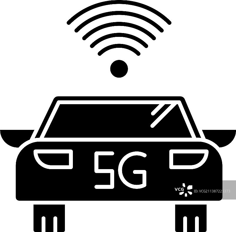 5G智能汽车黑色图标 - 自动驾驶图片素材