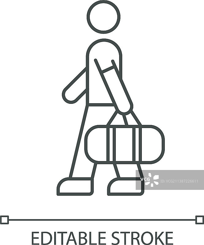 带包的男性乘客像素完美线性图标图片素材