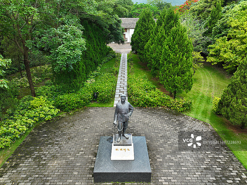 广东省惠州市惠阳区秋长周田村叶挺将军纪念园故居航拍图片素材