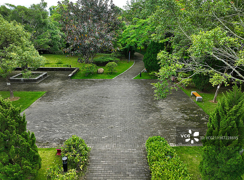 广东省惠州市惠阳区秋长周田村叶挺将军纪念园故居航拍图片素材