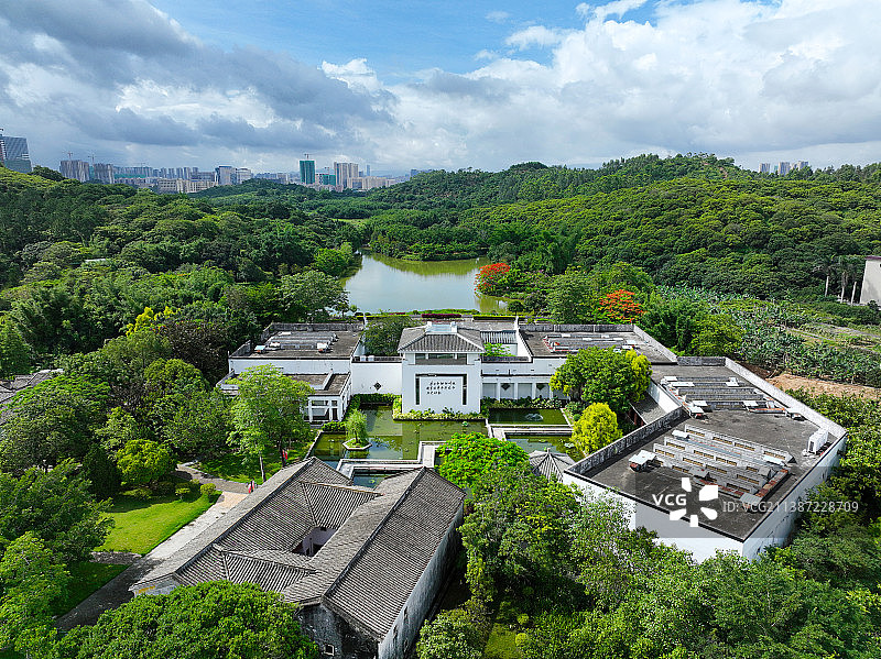 广东省惠州市惠阳区秋长周田村叶挺将军纪念园故居航拍图片素材