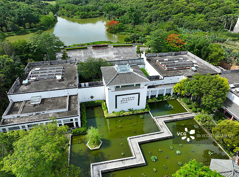 广东省惠州市惠阳区秋长周田村叶挺将军纪念园故居航拍图片素材