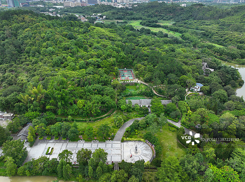 广东省惠州市惠阳区秋长周田村叶挺将军纪念园故居航拍图片素材