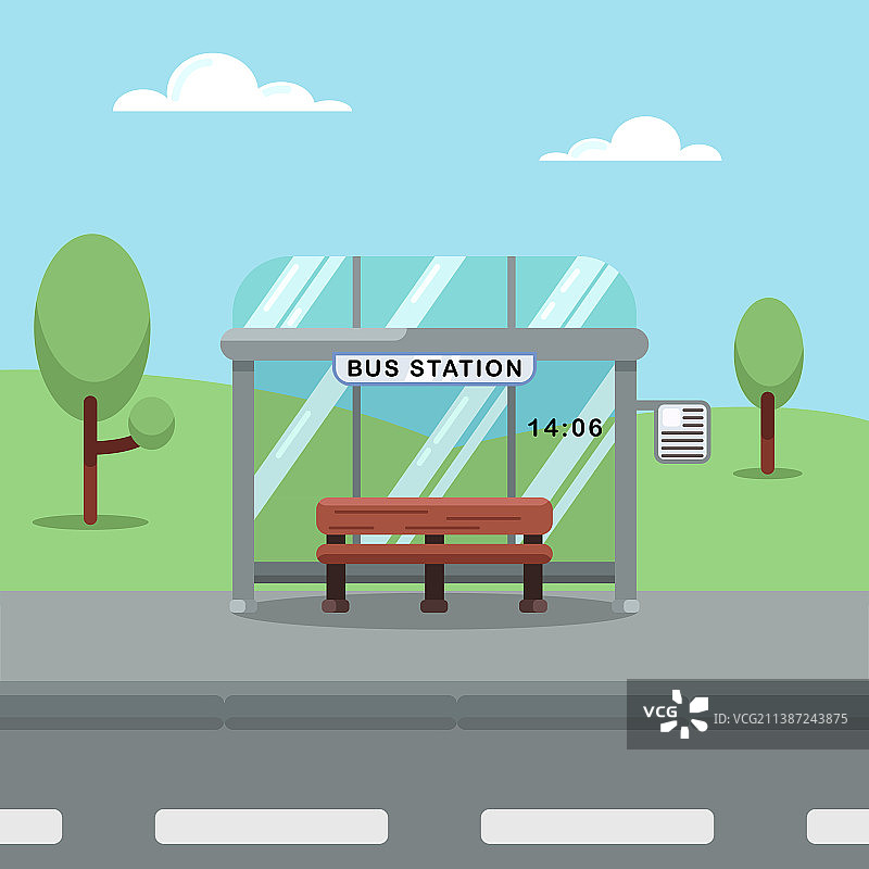 城市背景下的公交车站图片素材