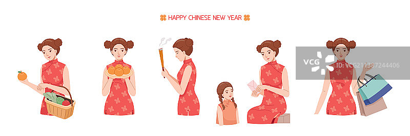 中国新年活动的女人图片素材