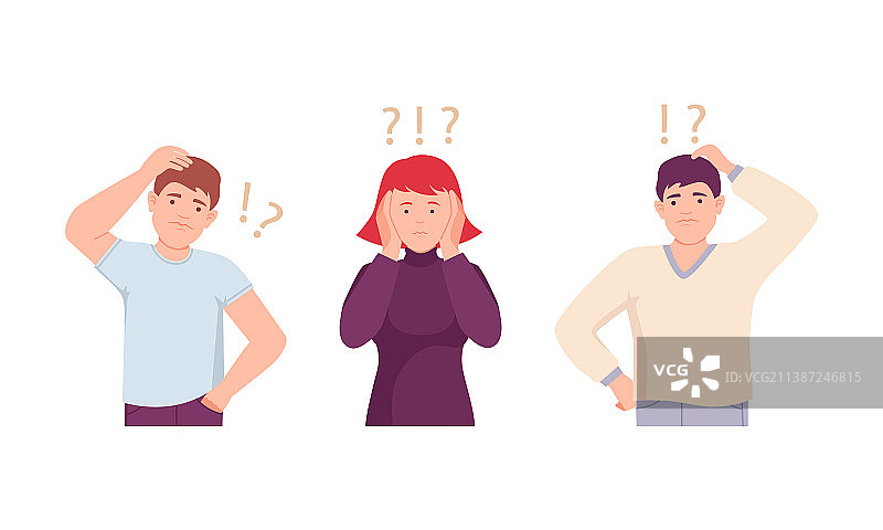 男人和女人思考，头顶有问号图片素材