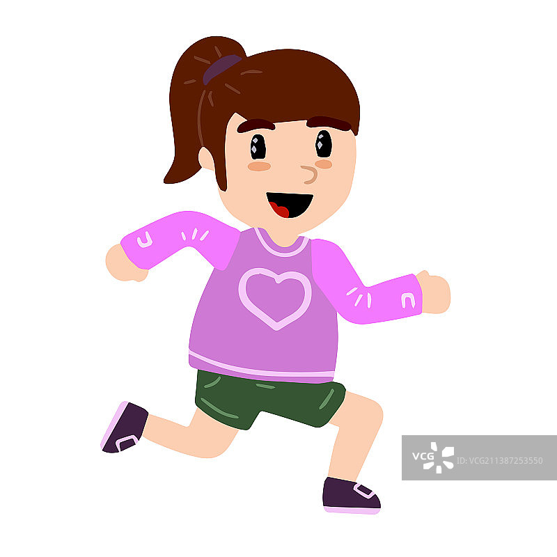 快乐奔跑的小女孩图片素材