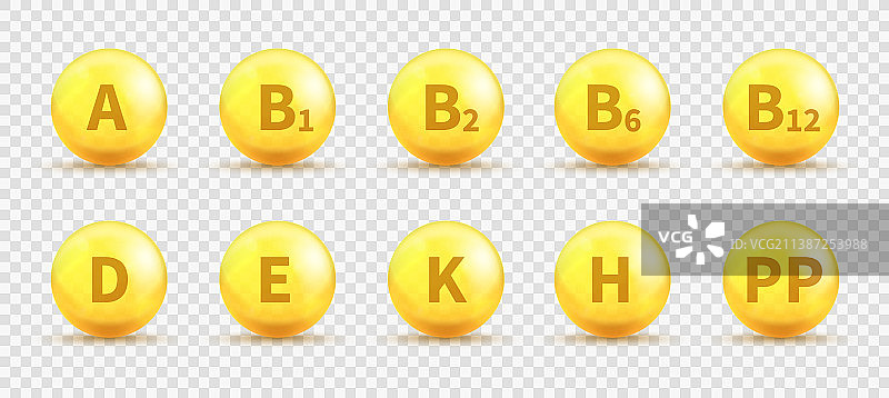 维生素金色胶囊逼真3D图片素材