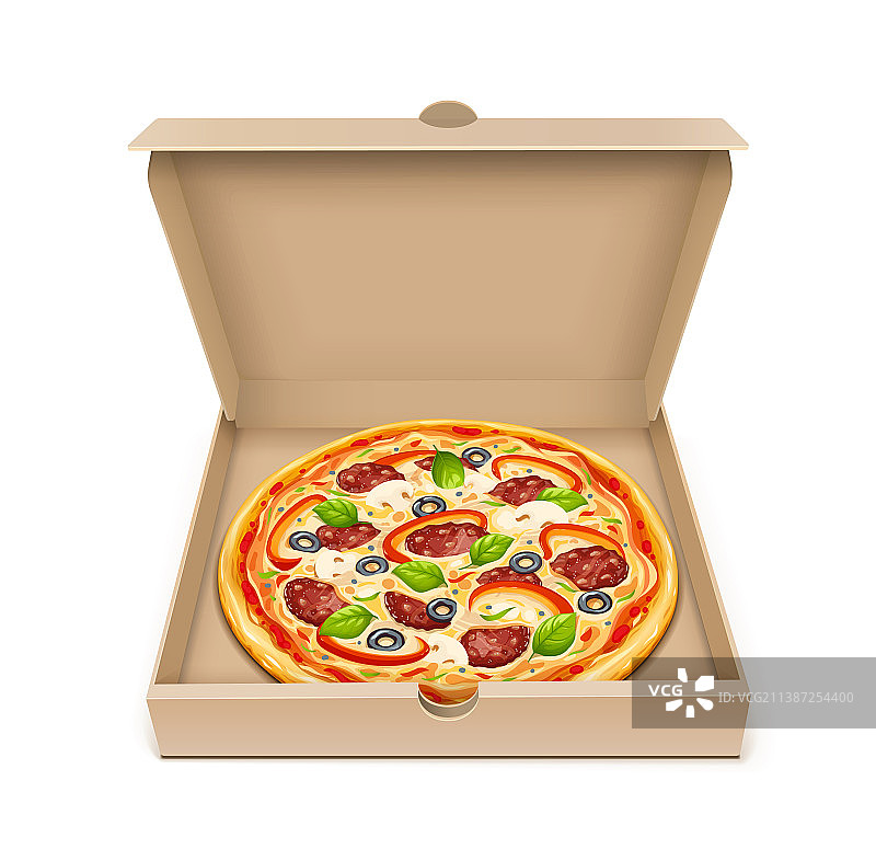 纸盒装传统意大利披萨图片素材