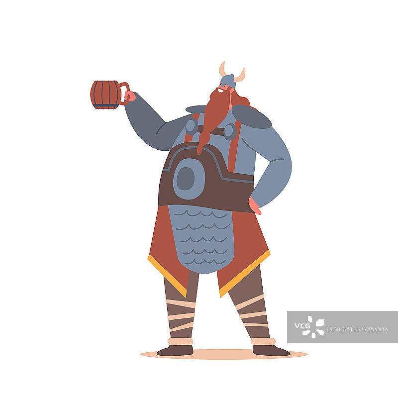 肥胖的维京斯堪的纳维亚勇士男性角色图片素材
