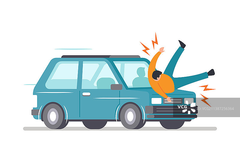 交通事故，汽车撞到行人图片素材