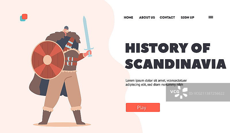 斯堪的纳维亚历史着陆页模板图片素材