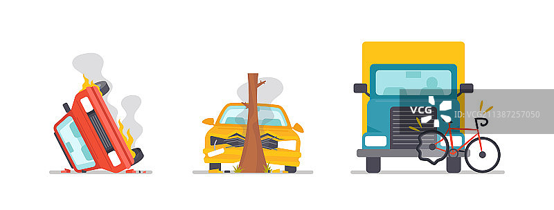 交通事故：损坏的汽车图片素材